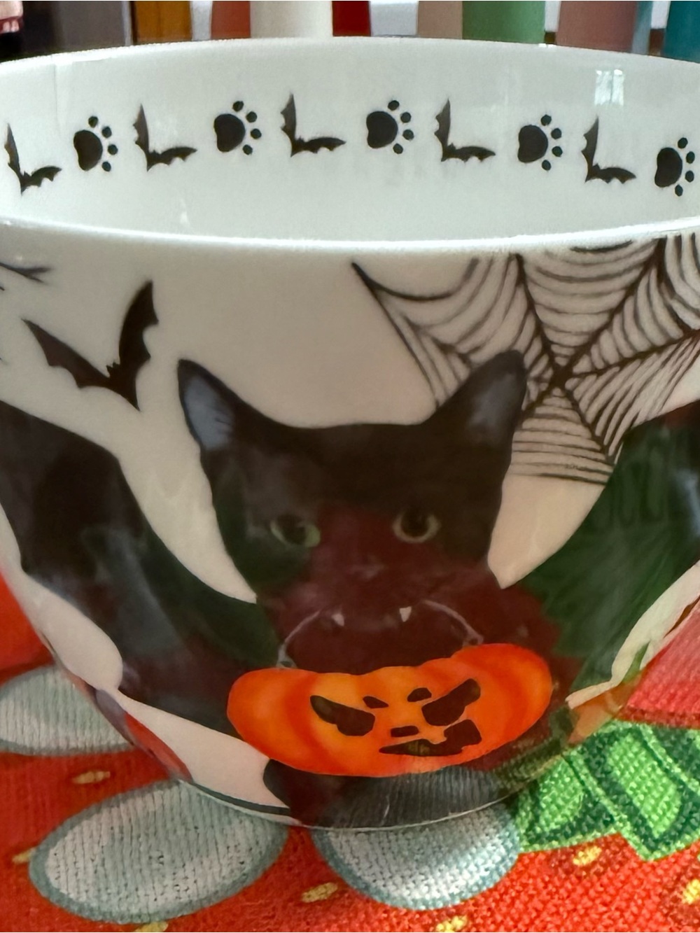 Portabella by Design Halloween Cat Pumpkin Ceramic mug - Black and Orange